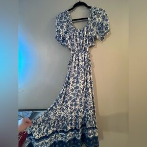 Blue and White Floral Dress